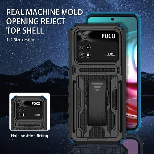 Vista 4 de CCSamll - Funda para Xiaomi Poco M4 Pro 4G (no 5G) con funda de clip para cinturón, funda de protección resistente de grado militar con soporte