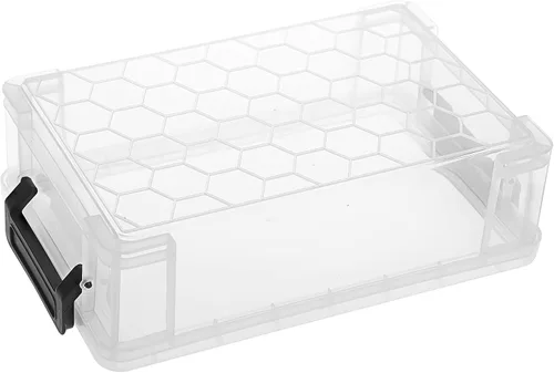 Vista 6 de BTSKY Paquete de 4 cajas de lápices de plástico extra grandes, apilables, translúcidas transparentes, juego de cajas de crayón, organizador de Negro