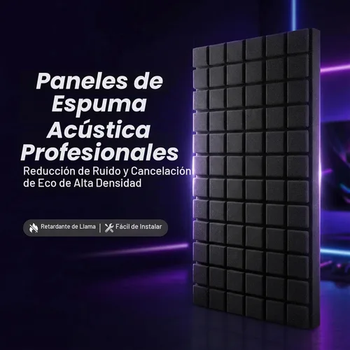 Vista 5 de Paquete de 4 paneles de espuma acústica, 48 x 24 x 2 pulgadas, paneles de pared de espuma insonorizados de alta densidad para reducción de ruido