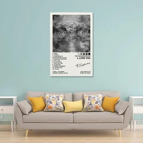 Vista 2 de UTOYA Póster con texto en inglés «The Neighbourhood I Love You» (I Love You), pintura decorativa en lienzo para dormitorio, 12 x 18 pulgadas