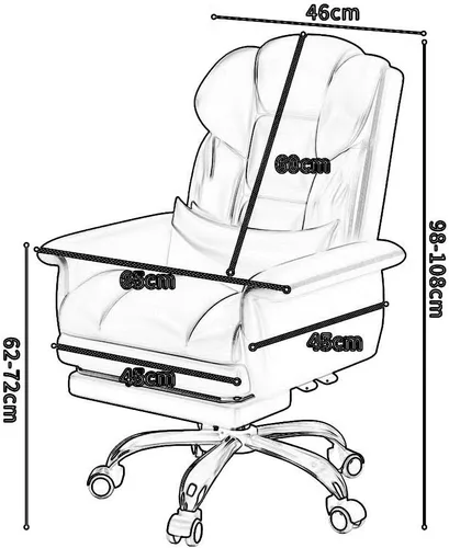 Vista 2 de Silla de oficina, silla ejecutiva de cuero ajustable, respaldo alto, silla ergonómica de escritorio para computadora, soporte lumbar, silla de Negro