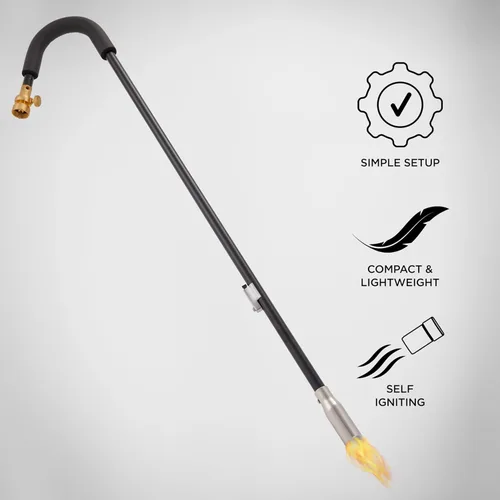 Vista 6 de Ivation Mini antorcha de propano con autoencendedor, herramienta de quemador de malezas de mano con encendedor integrado para césped, patio