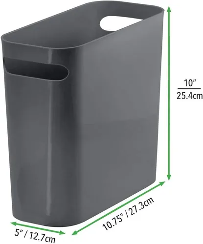 Vista 7 de mDesign - Pequeña papelera rectangular de plástico para basura, recipiente para basura con asas para baño, cocina, oficina en casa, dormitorio