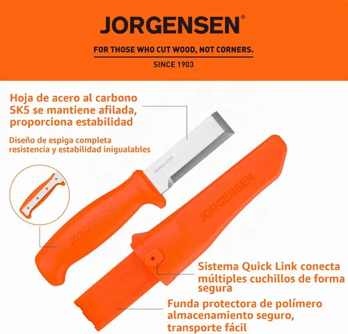 Vista 2 de Jorgensen - Cuchillo cincel de madera con funda, hoja de acero al carbono