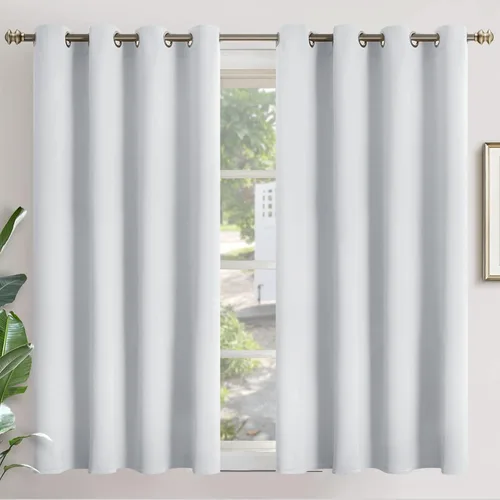Vista 39 de YoungsTex - Cortinas blackout cortas, aislamiento térmico, ojales, oscurecen la habitación, privacidad, para cámper, sótano, cocina y baño, 2 Gris