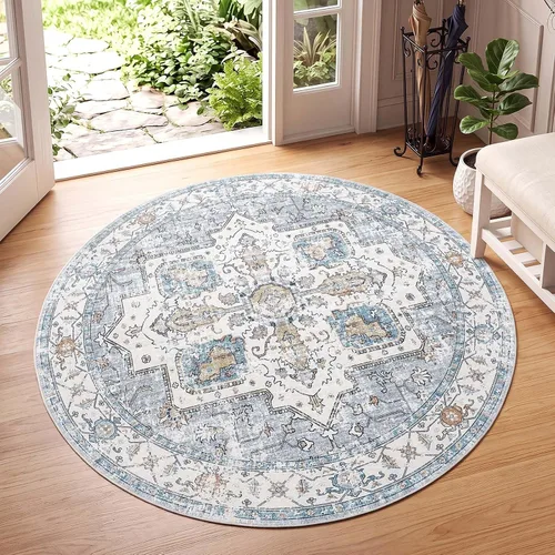 Vista 16 de jinchan Alfombra de área pequeña lavable floral vintage, alfombra de entrada simétrica de medio círculo de 2 x 3, alfombra de entrada suave de pelo