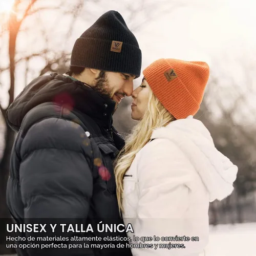 Vista 7 de Vgogfly Gorro de invierno para hombre, gorro de punto holgado con forro cálido para hombre, gorro de invierno con rayas para mujer Negro
