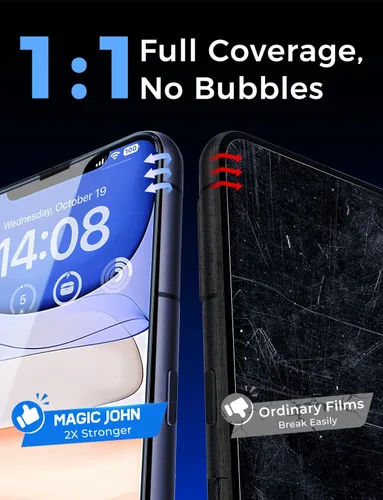 Vista 7 de MAGIC JOHN - Protector de pantalla para iPhone 11 / iPhone XR, fácil instalación