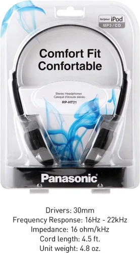 Vista 8 de Panasonic RP-HT21 - Auriculares ligeros con XBS, frecuencia de 16 Hz-22 kHz, impedancia de 16 ohmios, conectividad con cable