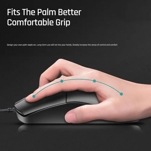 Vista 5 de Teclado y mouse con cable, teclado con cable de 104 teclas con teclado numérico, indicadores LED, ergonómico, cómodo juego y enchufe