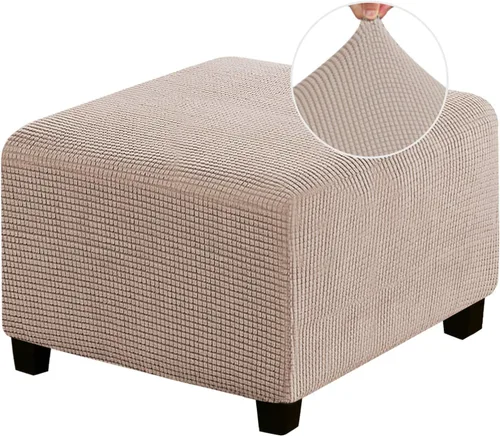 Vista 29 de Funda Otomana Elástica Fundas para Otomana Cuadradas para Sala de Estar Taburete Reposapiés Fundas Elásticas para Adaptarse al Reposapiés Otomano