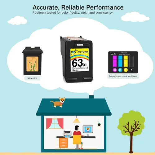 Vista 6 de Cartlee Cartucho de tinta remanufacturado de repuesto para HP 63XL 63 XL para impresoras HP Officejet 3830 Envy 4520 Officejet 4650 5258 5255 5200