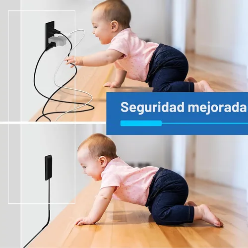Vista 4 de LIDER LWE3-315-BK - Extensor de toma de corriente de cara plana con 3 receptáculos, enchufe de pared ultrafino, regleta de alimentación con cable