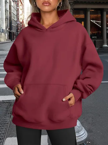 Vista 126 de Trendy Queen - Sudaderas extragrandes con capucha para mujer, suéteres de manga larga, sin botones, de vellón, de otoño, ropa de invierno