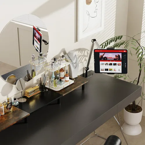 Vista 7 de Soporte para teléfono y tablet para cama, sofá y escritorio, base de doble peso, soporte elástico con brazo ajustable, compatible con iPad mini Air