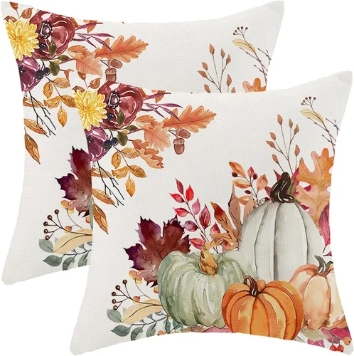 Vista 15 de Juego de 2 fundas de almohada de Halloween de 16 x 16 pulgadas, fundas de almohada de murciélagos negros y crema, fundas de cojín decorativas