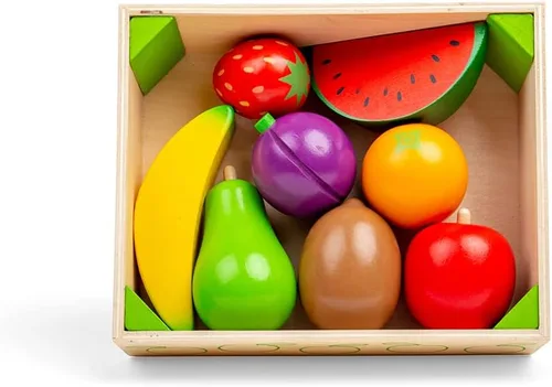 Vista 7 de Bigjigs Toys Caja de frutas de madera - Comida para jugar y juguetes de rol
