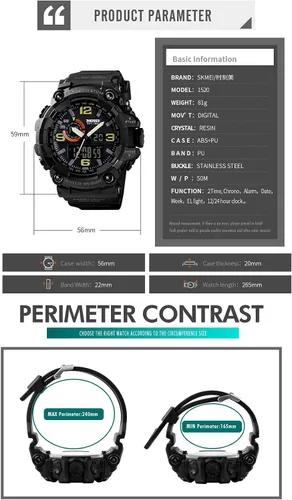 Vista 7 de Relojes para hombre multifunción, reloj deportivo militar S-Shock LED, digital, impermeable, reloj despertador