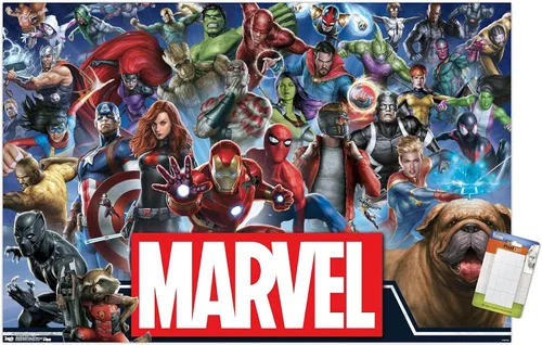 Vista 12 de Trends International Marvel Comics - Póster de pared de héroes del universo Marvel, 14.725 x 22.375 pulgadas, versión enmarcada de madera de granero
