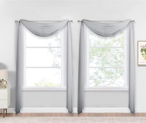 Vista 28 de NICETOWN Cenefa decorativa larga para ventana, cenefa de bufanda de boda, cortina de gasa para sala de estar, dormitorio, ceremonia
