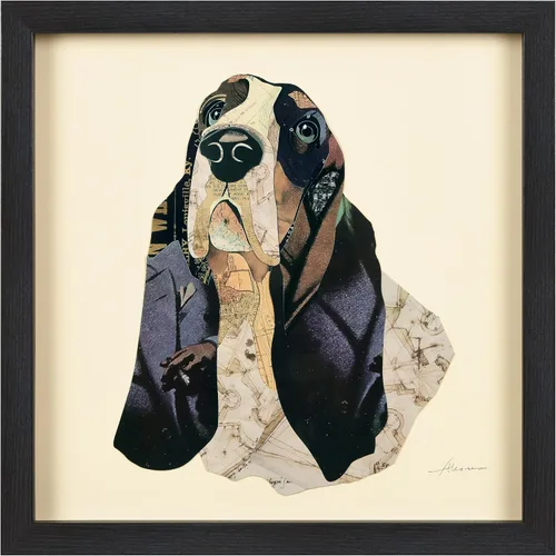Vista 21 de Empire Art Direct Alex Zeng - Papel gráfico enmarcado con collage dimensional de bulldog francés bajo vidrio, listo para colgar, 17 x 17 pulgadas
