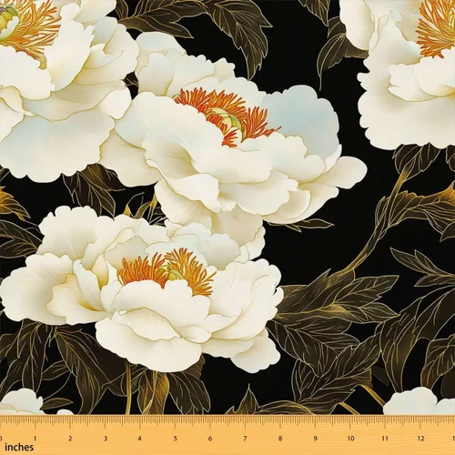 Vista 17 de Feelyou The Yard - Tela floral de hojas suave de 1 yarda para los amantes Beige y verde amarillo