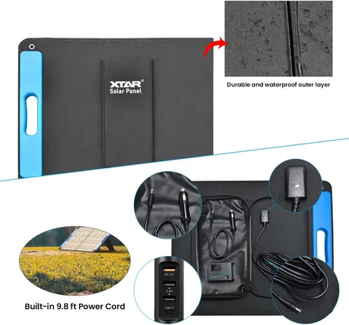 Vista 6 de XTAR Panel solar SP100 de 100 W, panel solar portátil de energía solar, panel solar plegable con cargador independiente, panel de energía solar