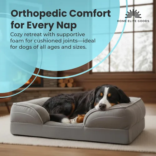 Vista 4 de Cama ortopédica para perros, sofá para mascotas de espuma viscoelástica con refuerzos, forro impermeable, funda lavable fácil de limpiar y parte