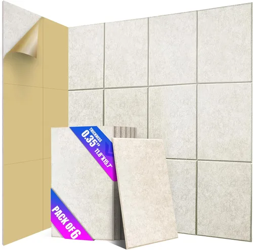 Vista 12 de Paquete de 6 paneles acústicos de pared con autoadhesivo, panel de sonido de alta densidad de 11.8 x 15.7 pulgadas, paneles acústicos decorativos