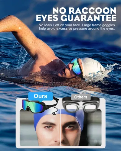 Vista 3 de Paquete de 2 gafas de natación de visión amplia, antiniebla y UV, para hombres, mujeres y jóvenes, sin fugas, gafas de natación para Audlt