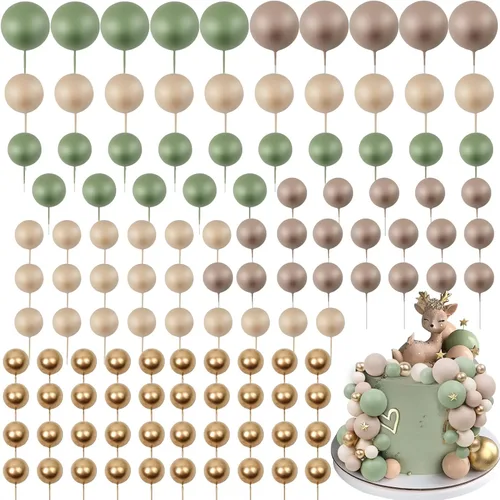 Vista 15 de 115 PCS Adornos para Pasteles de Pelota - Decoraciones de Pastel de Mini Globos Pelota de Espuma Palillos para Cupcakes Adornos Insertables DIY