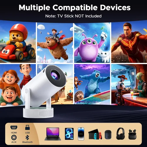 Vista 5 de Mini proyector portátil con batería, WiFi 6 y Bluetooth
