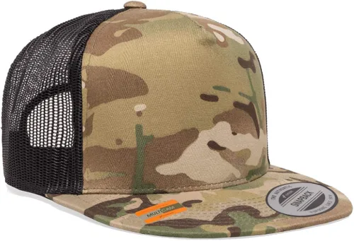 Vista 6 de Su logotipo bordado en Yupoong 6006 Flatbill Trucker Snapback Sombrero Logo personalizado