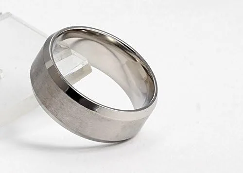 Vista 3 de FANSING Anillos de boda de acero inoxidable de 8 mm para hombre y mujer