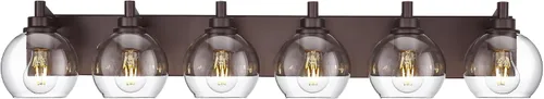 Vista 46 de Accesorios de iluminación de baño, luz de tocador mate negra de 2 luces, apliques de pared modernos con pantalla de globo de vidrio transparente