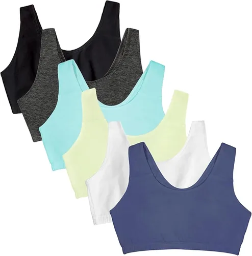 Vista 18 de Fruit of the Loom Sujetador deportivo de algodón sin aros para mujer Negro/Blanco/Gris Jaspeado