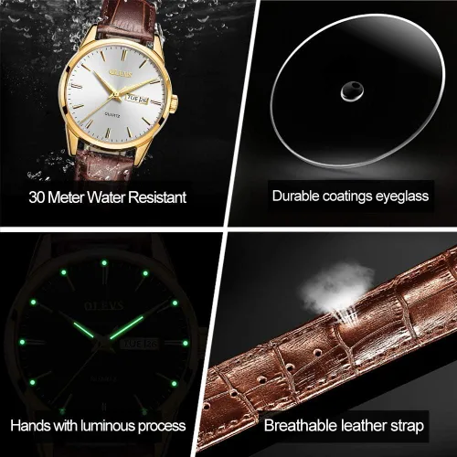 Vista 5 de Verhux Relojes de pulsera para hombre, impermeable, analógico, de cuarzo, para hombre, de cuero, regalos para él