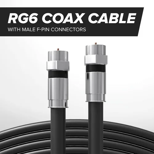 Vista 2 de Cable coaxial THE CIMPLE CO, 1 pie, para interior/exterior, Internet de alta velocidad, extensión para satélite, RG6, coaxial de doble blindaje