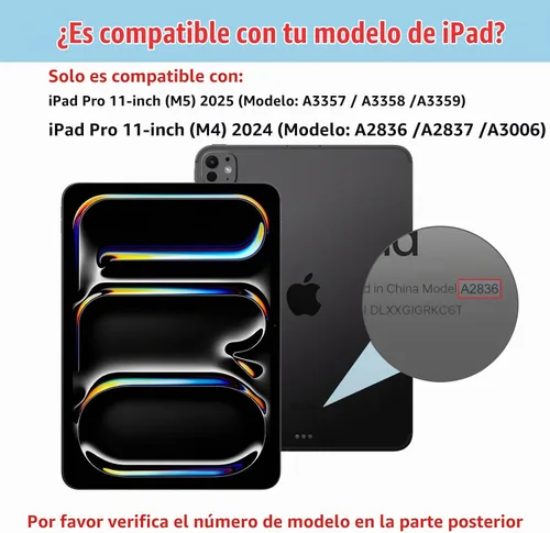 Vista 2 de ProCase Funda de piel sintética para iPad Pro de 11 pulgadas 2025 M5 / 2024 M4 con correa de mano bolsillo frontal, cubierta de soporte de negocios