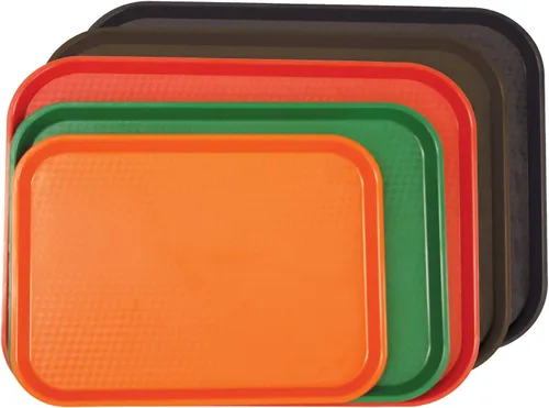 Vista 4 de Thunder Group Bandeja rectangular de plástico para comida rápida, 10-1/2 x 13-5/8 pulgadas, negro