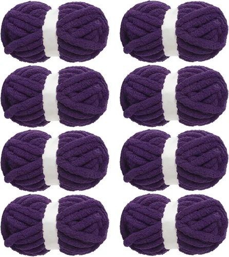 Vista 21 de MABOZOO Paquete de 8 ovillos de hilo grueso surtido para crochet - Chenilla jumbo esponjosa, hilo suave y voluminoso para tejer a mano o con los Rojo