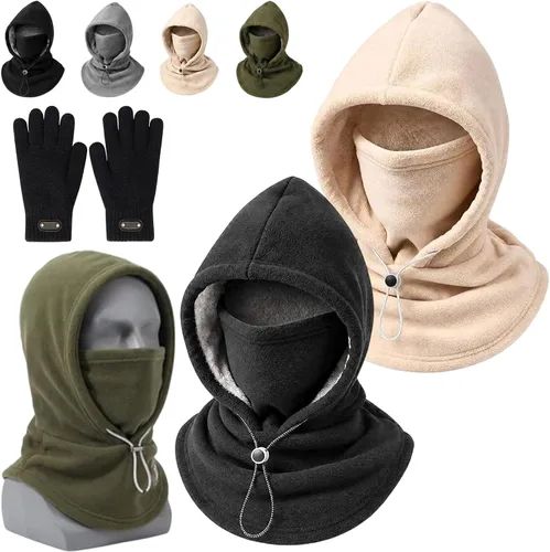 Vista 11 de Gorro de franela de una pieza con cordón Gris negro