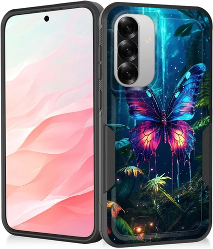Vista 60 de Funda para Galaxy A14 5G, resistente de doble capa híbrida de policarbonato duro, goma suave, a prueba de golpes, funda protectora resistente