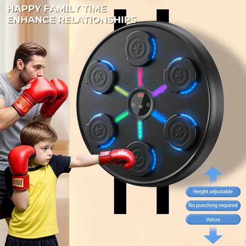 Vista 3 de 2025 New Music Boxing Machine with Boxing Gloves, Wall-Mounted, Upgraded Large Smart Bluetooth Music Boxing Target Workout Equipment for Home