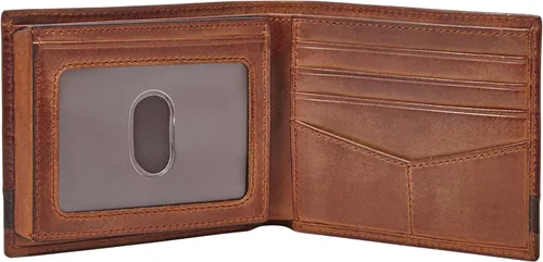 Vista 26 de Fossil Billetera plegable de cuero para hombre con ventana de identificación abatible para hombres