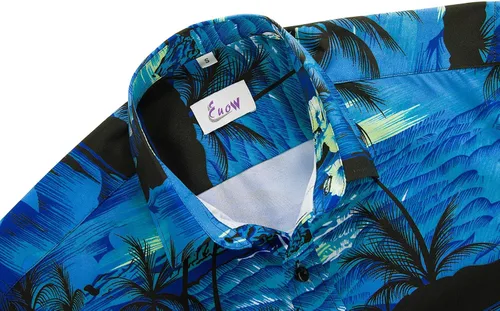 Vista 4 de EUOW - Camisa hawaiana de manga corta para hombre, con botones, de verano, para playa