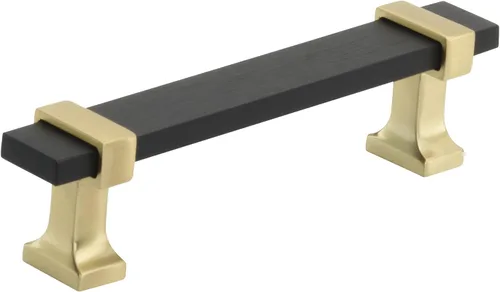 Vista 9 de Amerock Mango de gabinete Cromo negro/Oro cepillado 3-3/4 pulgadas (96 mm) de centro a centro Overton paquete de 1 unidad Jaladera