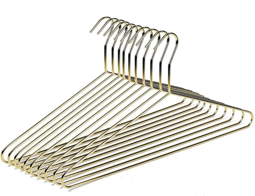 Vista 12 de Hermosas perchas de metal de aluminio dorado resistentes (paquete de 10 unidades, dorado)