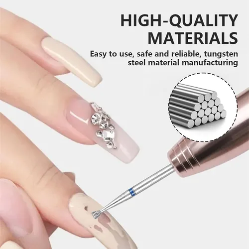 Vista 4 de Broca de cutícula para taladro de uñas, 7 brocas de carburo para uñas, brocas de cutícula de arena de diamante, brocas multifuncionales