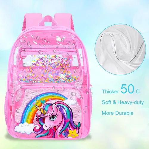 Vista 57 de Mochila transparente, aprobada por el estadio, para niñas y niños, mochila transparente de PVC resistente para mujeres y hombres